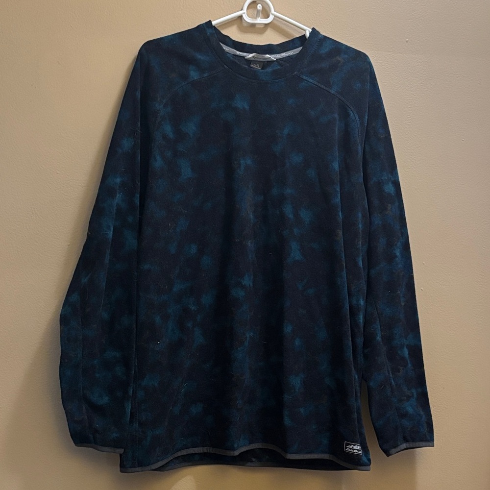 Eddie Bauer Men's Dark Blue Tie-Dye Long Sleeve Tee